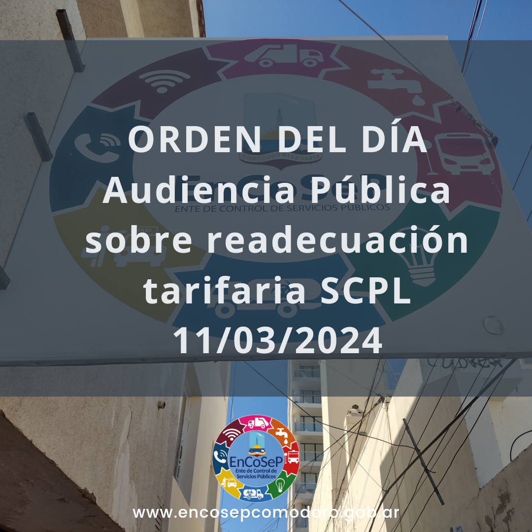 ORDEN DEL DIA: Audiencia pública SCPL 11/03/2024