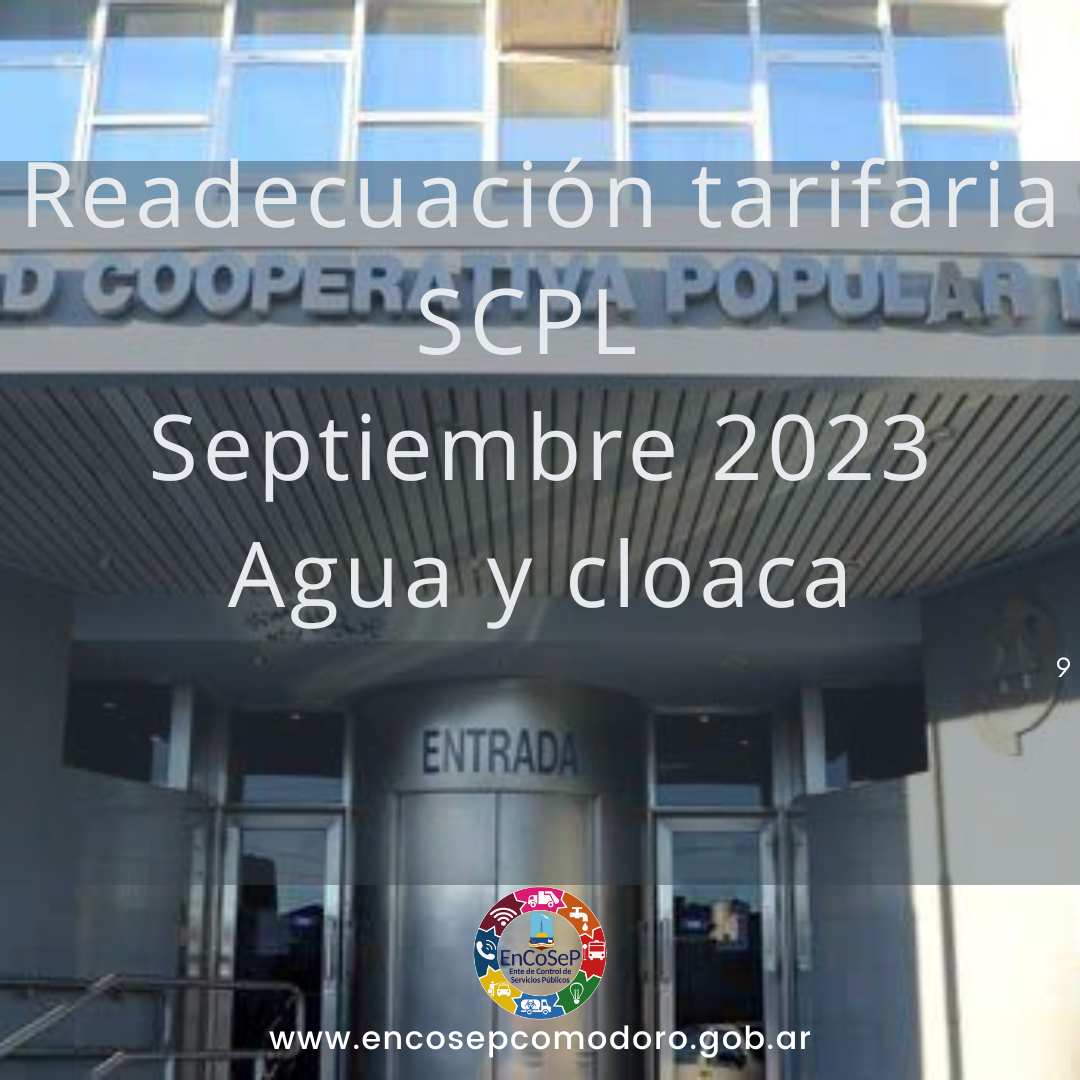 Readecuación tarifaria SCPL: Agua y cloaca Sept/2023