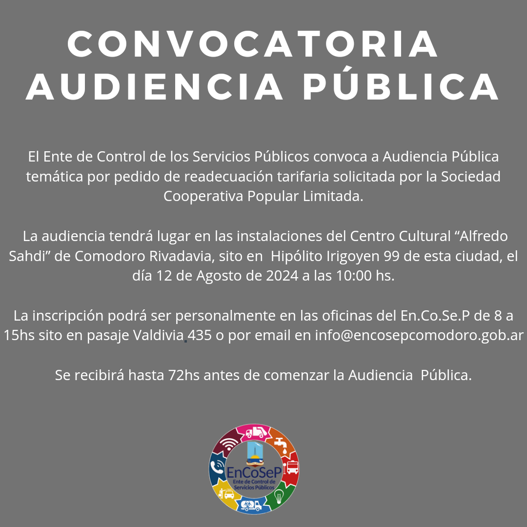 Convocatoria Audiencia Pública  12/08/2024